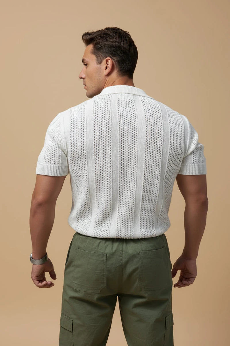 Breathable men's knitted mesh Polo shirt. - GoSobiShop Boutique