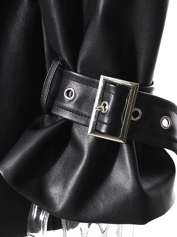 Faux leather two tone blazer. - GoSobiShop Boutique